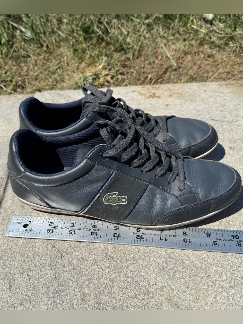 LACOSTE Sport Men's 8 Navy Blue Leather Comfort Lace Up Casual Sneakers s 165